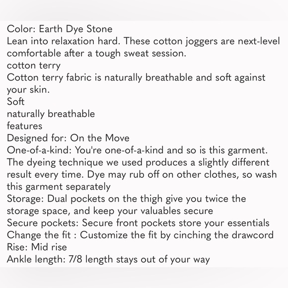 Lululemon Warm Down Jogger Earth Dye Stone Size 2 - Picture 5 of 7